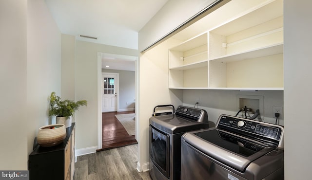 16 E Jefferson St, Newtown, PA 18940 - laundry area featuring independent washer and dryer and wood finished floors