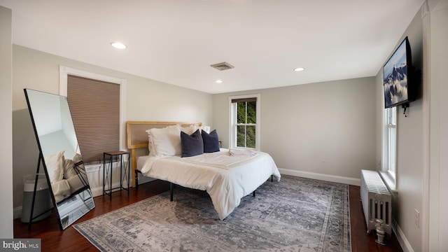 16 E Jefferson St, Newtown, PA 18940 - bedroom with radiator, dark wood-style floors, and recessed lighting