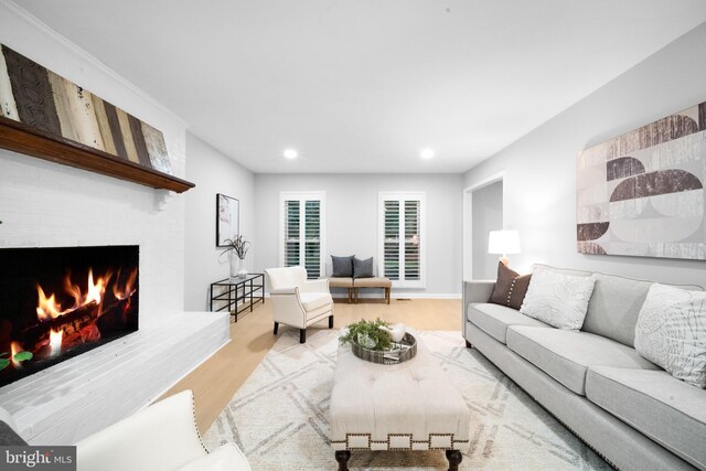 12779 Lost Creek Ct, Manassas, VA 20112 - living room with recessed lighting, a fireplace, and wood finished floors