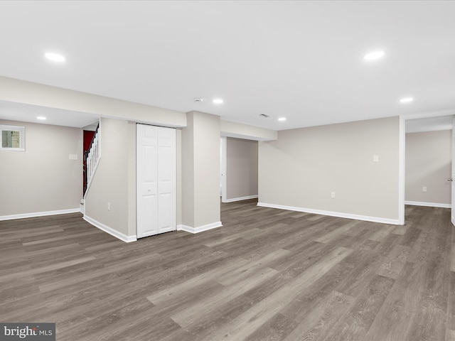 3708 Mohawk Ave, Baltimore, MD 21207 - finished basement with recessed lighting, wood finished floors, and stairs