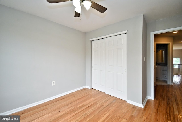 316 Wheatfield Cir, Hatfield, PA 19440 - unfurnished bedroom featuring light wood-style flooring, a closet, and ceiling fan