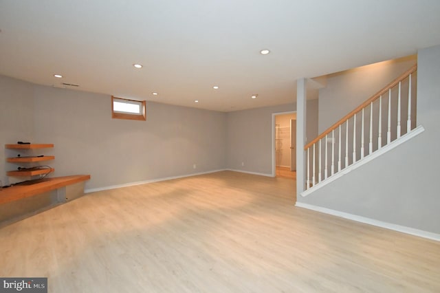 316 Wheatfield Cir, Hatfield, PA 19440 - basement with light wood-style floors, recessed lighting, and stairway