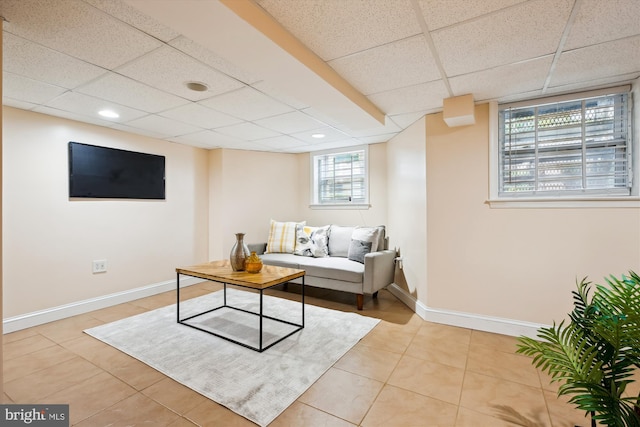 609 Elliott St NE, Washington, DC 20002 - tiled living room featuring a drop ceiling and recessed lighting