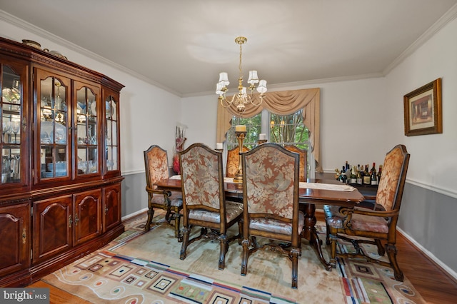 12330 Needlepine Ter, Silver Spring, MD 20904 - dining area featuring a chandelier, wood finished floors, and crown molding
