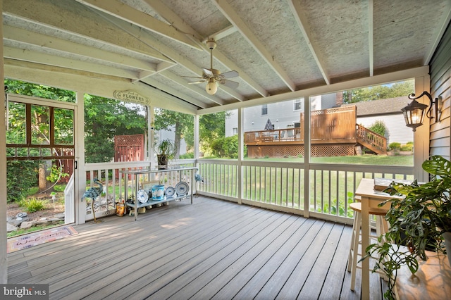 12330 Needlepine Ter, Silver Spring, MD 20904 - wooden deck with a ceiling fan, stairway, and a lawn