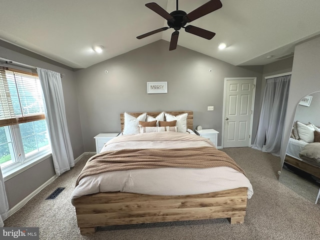 226 Prairie Ct, Quakertown, PA 18951 - carpeted bedroom featuring vaulted ceiling and ceiling fan