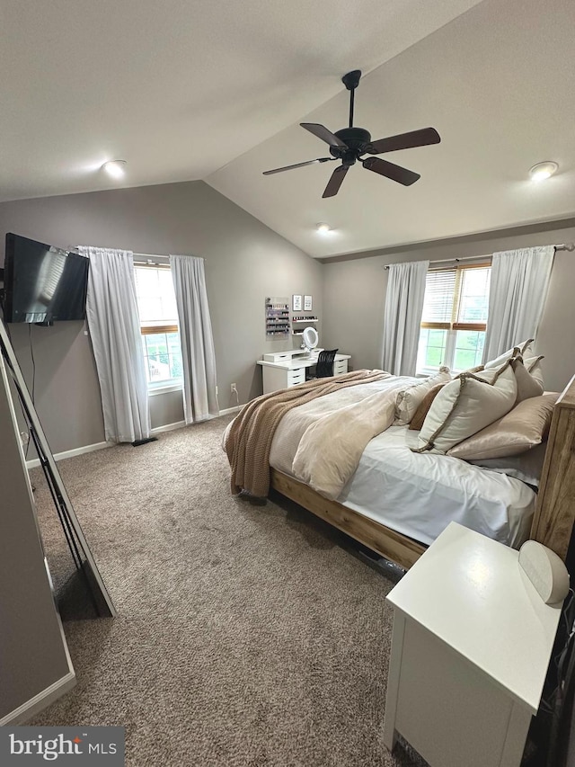226 Prairie Ct, Quakertown, PA 18951 - carpeted bedroom with lofted ceiling and ceiling fan