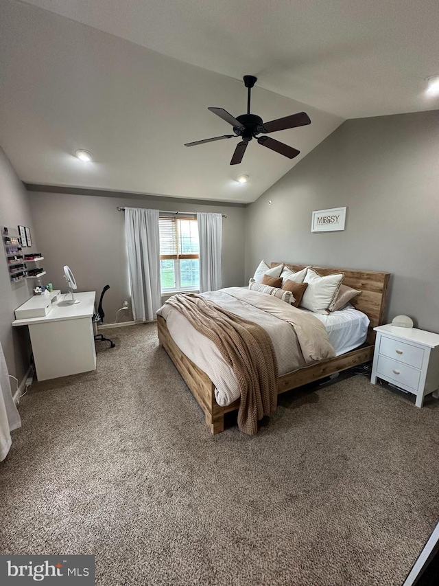 226 Prairie Ct, Quakertown, PA 18951 - carpeted bedroom featuring lofted ceiling and ceiling fan