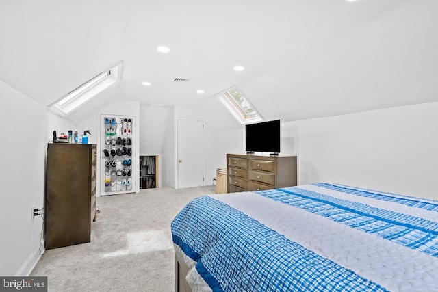 566 S Old Middletown Rd, Media, PA 19063 - bedroom featuring a skylight, lofted ceiling, light carpet, and recessed lighting