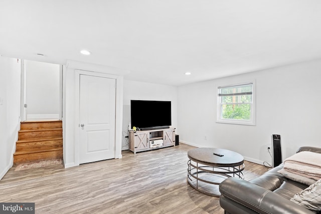 566 S Old Middletown Rd, Media, PA 19063 - living area featuring light wood-style floors, recessed lighting, and stairway