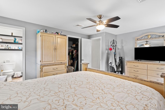 566 S Old Middletown Rd, Media, PA 19063 - bedroom featuring a walk in closet, a closet, ensuite bathroom, and ceiling fan