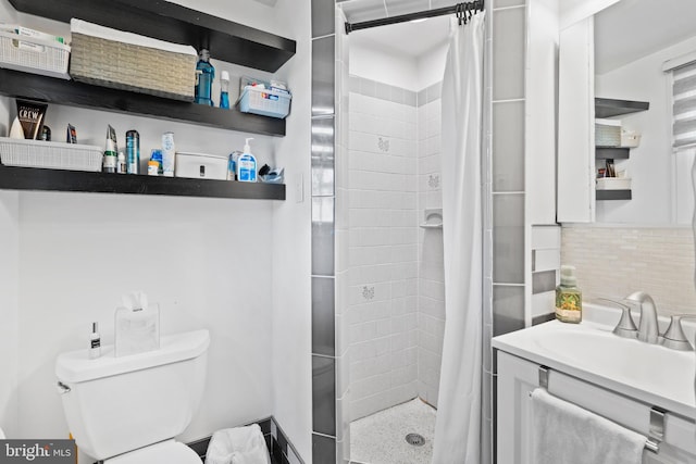 566 S Old Middletown Rd, Media, PA 19063 - full bath featuring a shower stall, backsplash, and vanity