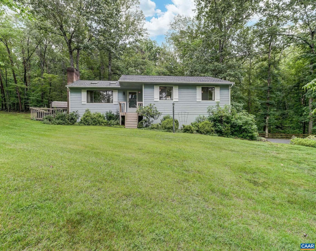 7160 Burnt Mountain Rd, Afton, VA 22920 - view of front of home with a chimney and a front yard
