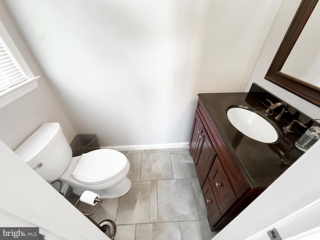 415 Grape St, Hammonton, NJ 08037 - half bathroom featuring marble look tiles and vanity