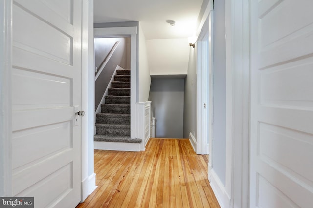 415 Grape St, Hammonton, NJ 08037 - stairway featuring hardwood / wood-style floors