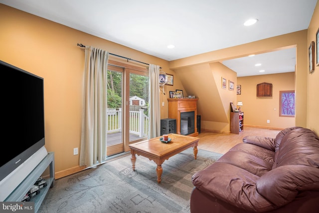 199 Cox Ave, West Creek, NJ 08092 - living area featuring a glass covered fireplace and recessed lighting