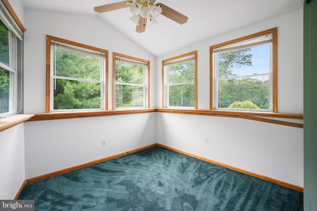 199 Cox Ave, West Creek, NJ 08092 - carpeted empty room with lofted ceiling and a ceiling fan