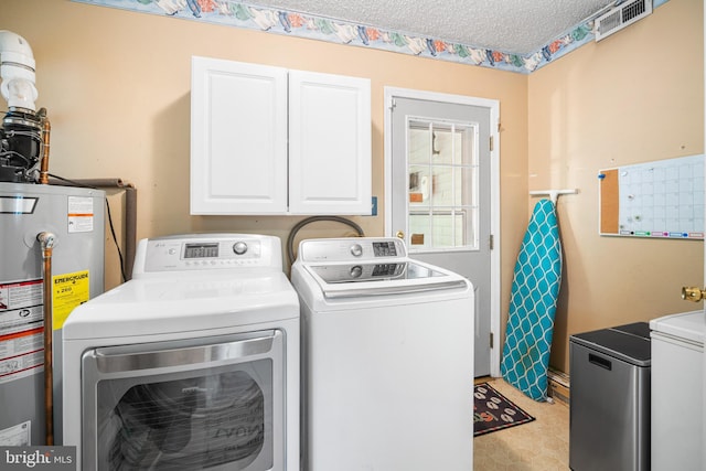 199 Cox Ave, West Creek, NJ 08092 - washroom with water heater, separate washer and dryer, cabinet space, and a textured ceiling