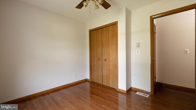 45 Wert Ave, Hamilton, NJ 08610 - unfurnished bedroom featuring wood finished floors, a closet, and ceiling fan
