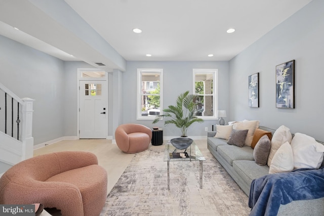 706 Longfellow St NW, Washington, DC 20011 - living room featuring recessed lighting and stairway
