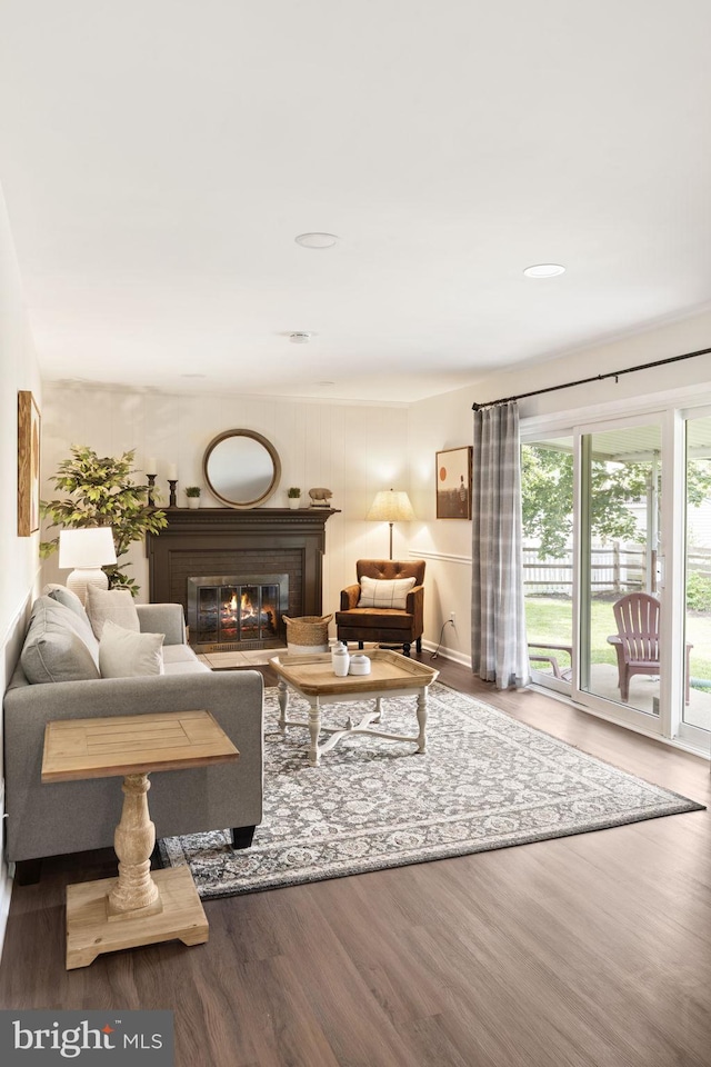2108 Weatherton Dr, Wilmington, DE 19810 - living room with wood finished floors and a glass covered fireplace