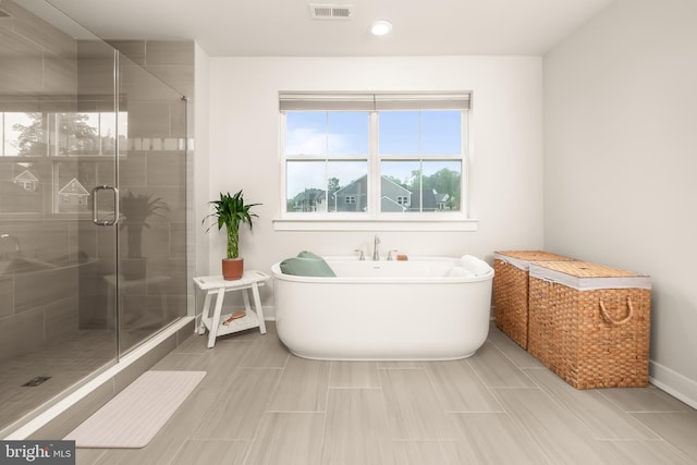 5635 Saucon Ridge Rd, Coopersburg, PA 18036 - full bath with a freestanding bath, a shower stall, and recessed lighting