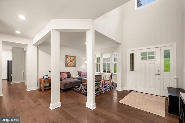 5635 Saucon Ridge Rd, Coopersburg, PA 18036 - entryway featuring dark wood-type flooring, recessed lighting, and a high ceiling