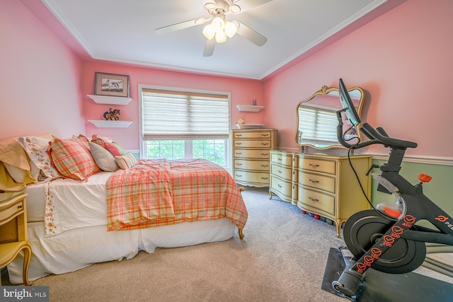 1506 Cloverhill Rd, Pottstown, PA 19464 - bedroom with carpet, crown molding, and a ceiling fan