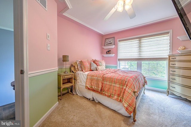 1506 Cloverhill Rd, Pottstown, PA 19464 - bedroom with carpet flooring, crown molding, and a ceiling fan