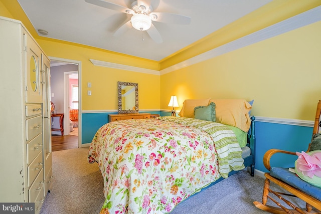 1506 Cloverhill Rd, Pottstown, PA 19464 - carpeted bedroom featuring a ceiling fan and crown molding