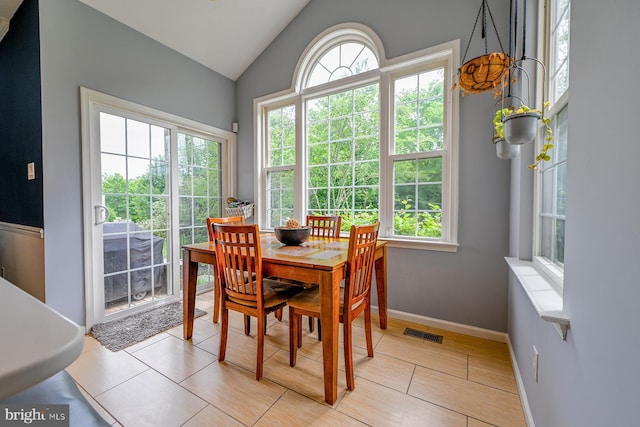 1506 Cloverhill Rd, Pottstown, PA 19464 - dining space featuring lofted ceiling and baseboards
