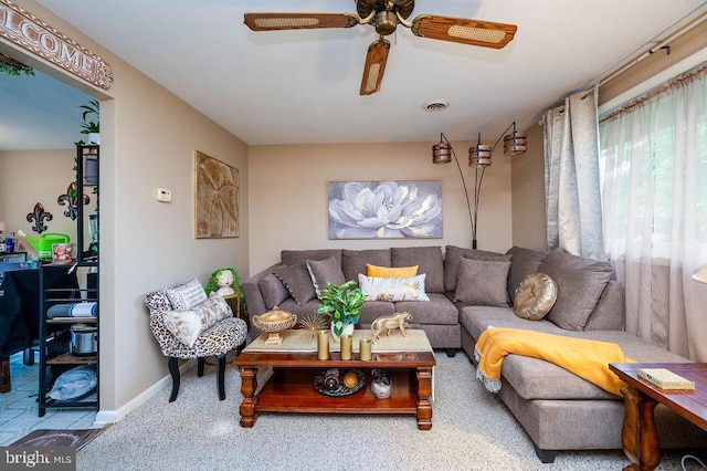 2170 Reading Blvd, Reading, PA 19609 - carpeted living area with ceiling fan and baseboards