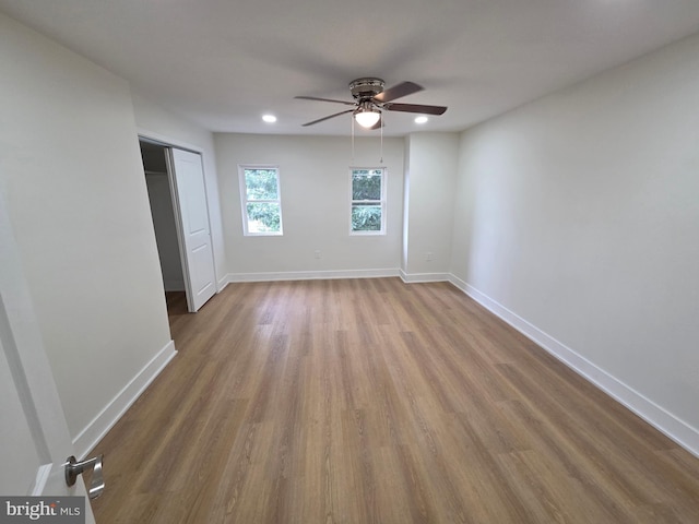 1473 Stevens St, Philadelphia, PA 19149 - unfurnished bedroom with wood finished floors, a closet, recessed lighting, and ceiling fan