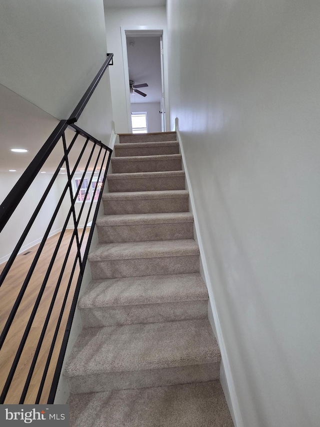 1473 Stevens St, Philadelphia, PA 19149 - stairway featuring ceiling fan and wood finished floors
