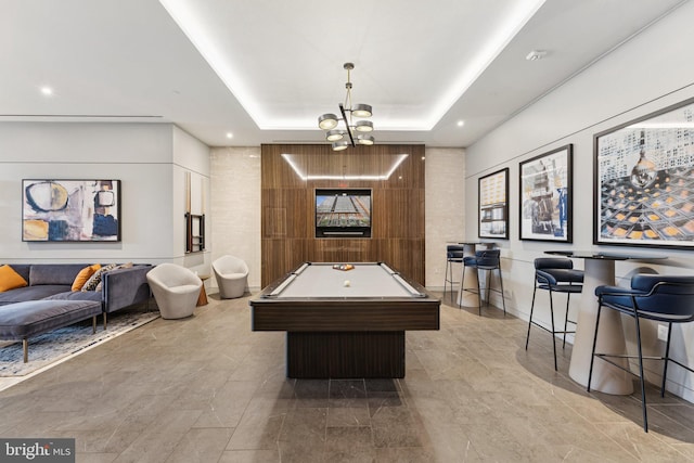 1211 Van St SE Unit 913, Washington, DC 20003 - game room with billiards, a tray ceiling, recessed lighting, and a chandelier