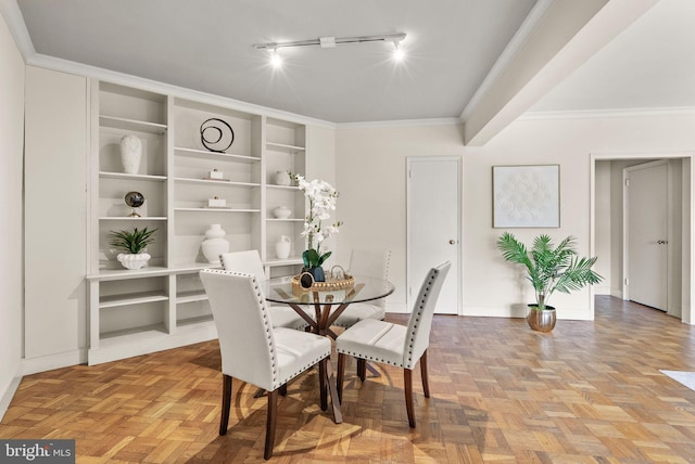 2500 Q St NW Unit 545, Washington, DC 20007 - dining space featuring crown molding and track lighting