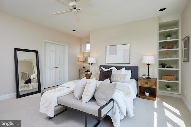 2801 Connecticut Ave NW Unit 32, Washington, DC 20008 - bedroom with light carpet, a closet, and ceiling fan