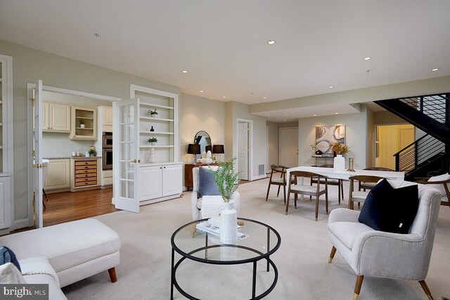 2801 Connecticut Ave NW Unit 32, Washington, DC 20008 - living area featuring recessed lighting, light colored carpet, and french doors
