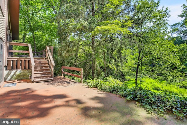 20 Birch Ct, Lancaster, PA 17603 - view of patio featuring stairway and a wooded view
