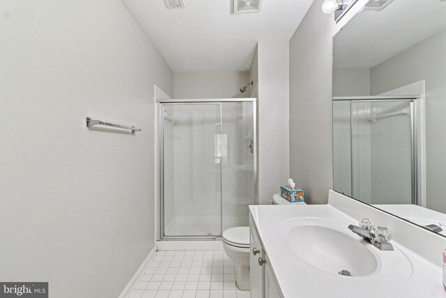 5570 La Vista Dr, Alexandria, VA 22310 - bathroom with tile patterned floors, a shower stall, and vanity