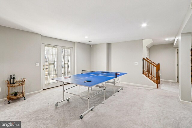 5570 La Vista Dr, Alexandria, VA 22310 - recreation room with carpet flooring and recessed lighting