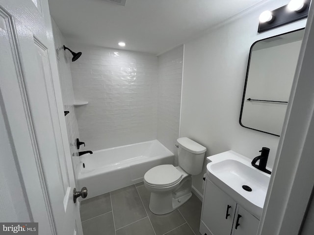 7720 Tremayne Pl Unit 107, Mclean, VA 22102 - bathroom with vanity, tile patterned flooring, shower / bathtub combination, and recessed lighting