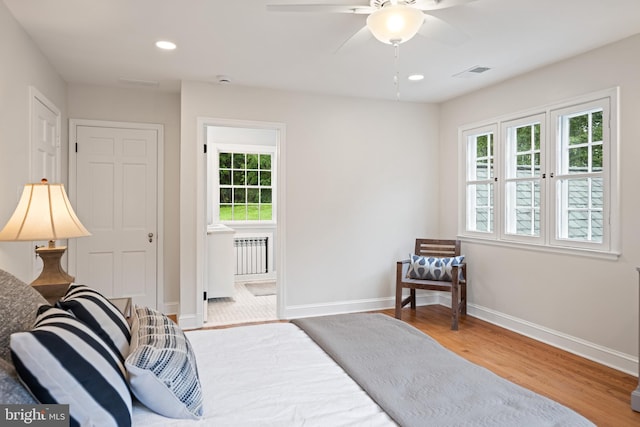 7819 Overbrook, Ruxton, MD 21204 - bedroom featuring wood finished floors, recessed lighting, ensuite bathroom, and a ceiling fan