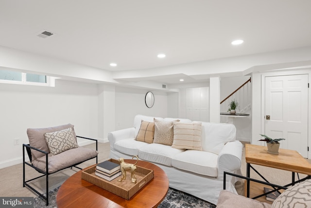 7819 Overbrook, Ruxton, MD 21204 - living area featuring recessed lighting and light carpet