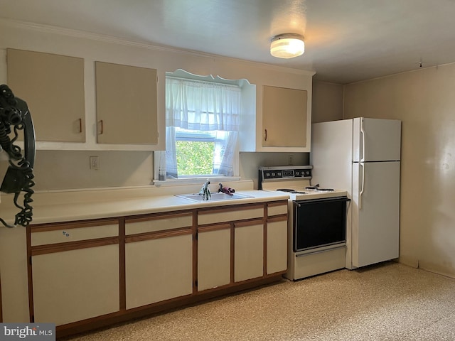 2100 Lincoln Ave, Wilmington, DE 19809 - kitchen with white appliances, light countertops, and ornamental molding