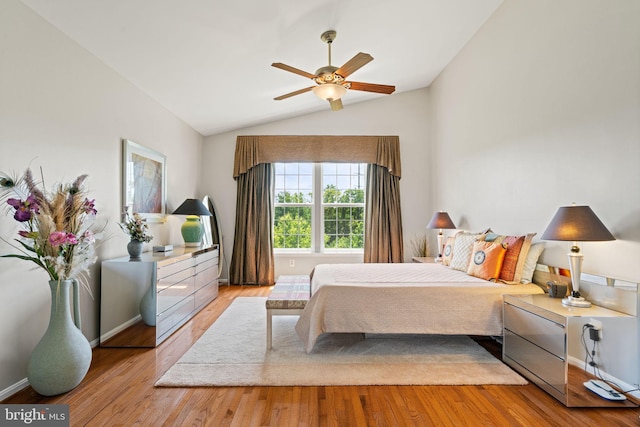 3709 Apple Cider Ct, Dumfries, VA 22025 - bedroom featuring lofted ceiling, light wood-style flooring, and ceiling fan