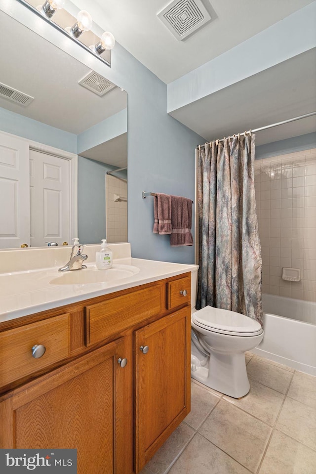 3709 Apple Cider Ct, Dumfries, VA 22025 - bathroom with vanity, tile patterned floors, and shower / tub combo with curtain