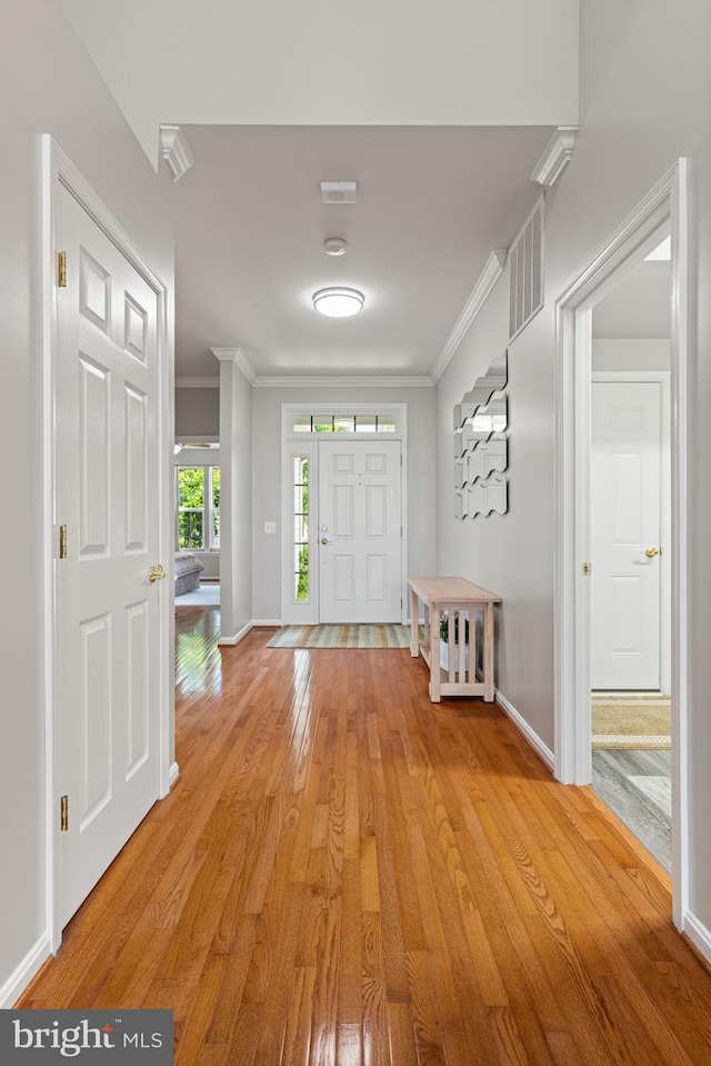 3709 Apple Cider Ct, Dumfries, VA 22025 - foyer featuring light wood-style floors and crown molding