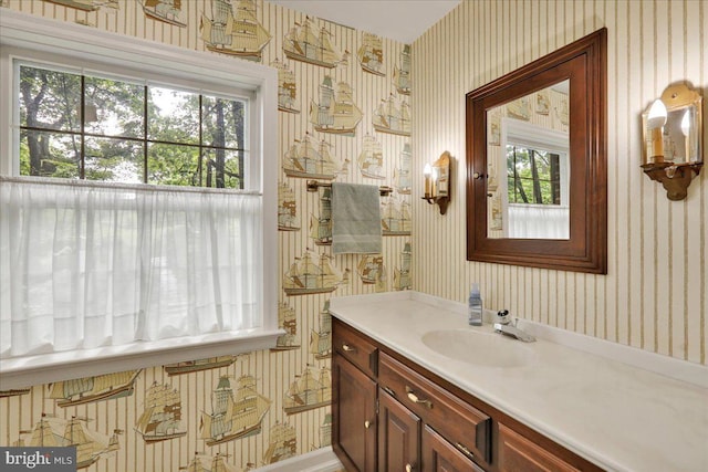 154 Deer Hill Rd, Reading, PA 19607 - bathroom with wallpapered walls and vanity