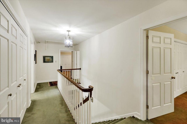 154 Deer Hill Rd, Reading, PA 19607 - corridor with an upstairs landing and dark colored carpet